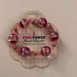 Beaded Bracelet Pink Power Cancer PD7